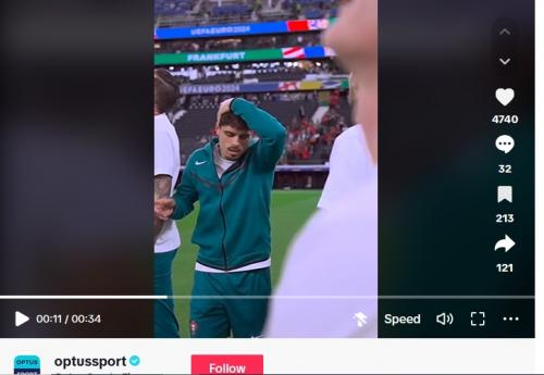 Reaksi Vitinha saat Prancis membobol gawang Belgia. (Foto: TikTok/@optussport)