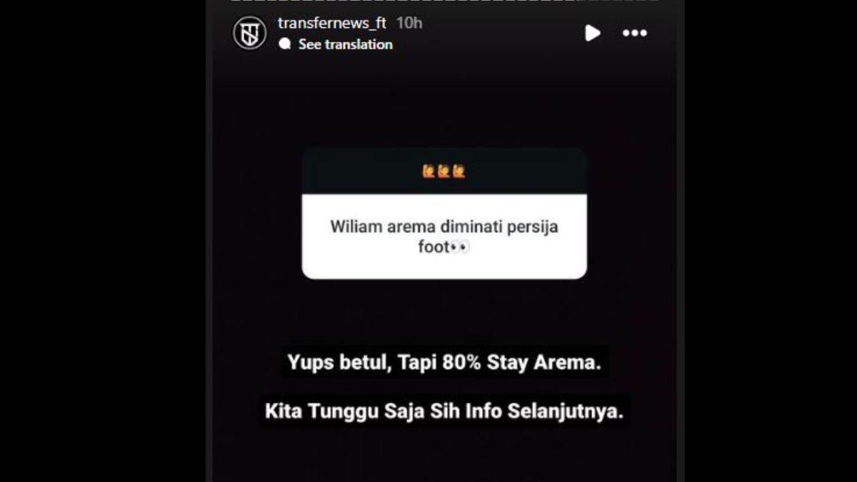 Rumor sosok Wilian Marcilio yang baru bergabung ke Arema FC namun sudah diminati oleh Persija Jakarta jelang Liga 1 2024.